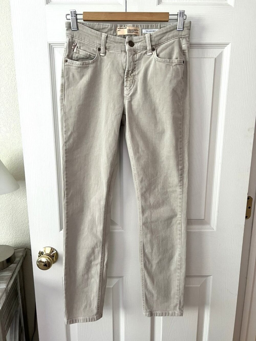 CAMBIO Sommer I Jeans EU 36 Beige Slim Straight Italian Candiani Denim